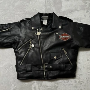 Harley Davidson Leder Biker Jacke Jugend Größe 6 Kinder Kleinkind schwarz - Bild 1 von 10