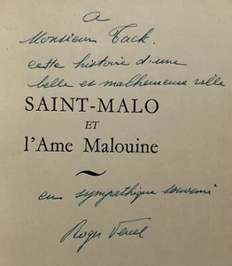 EO 1948 ENVOI Dédicace ROGER VERCEL : SAINT-MALO et l'âme malouine - Photos - Picture 1 of 8