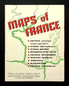Vintage Maps of France Travel Brochure Booklet 1940s Air Railroad Roads Cities - Picture 1 of 7