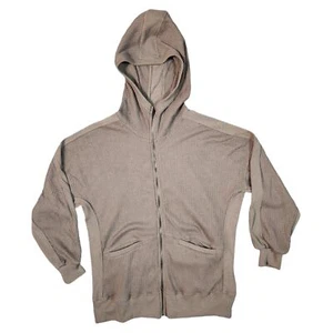 Ribbed Knit Zip Up Hoodie Sweatshirt Womens Size Small Brown - Picture 1 of 8