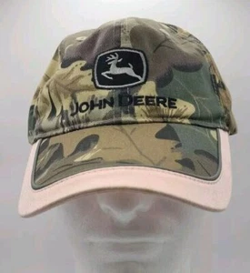 John Deere Season Womens Farmer Hat Camo Green Pink Edge Snap Back EUC - Picture 1 of 11