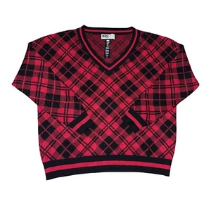 EUC Beach Riot Anthropologie Größe S Joey Pullover schwarz kariert rot V-Ausschnitt Small - Bild 1 von 2
