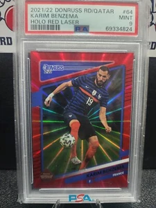 2021/22 Donruss Rd/Qatar Holo Red Laser KARIM BENZEMA #64 PSA 9 47/99 - Picture 1 of 2
