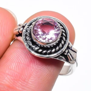 Pink Kunzite Gemstone Handmade 925 Sterling Silver All Size Ring For Gift - Picture 1 of 1