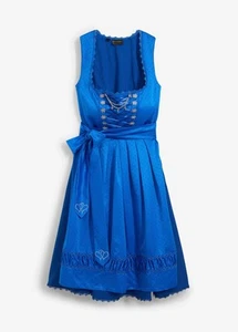 2-tlg Dirndl mit bestickter Satin-Schürze Gr. 50 Azurblau Damen Fest-Kleid Neu - Bild 1 von 1