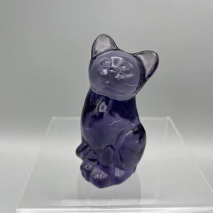 Vintage FENTON Amethyst Kunst Glas Kätzchen Katze Figur 3" Höhe markiert - Bild 1 von 7