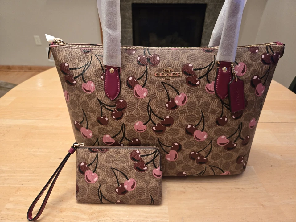 COACH CAA71 Gallery Tote Bag In Signature Canvas With Cherry Print