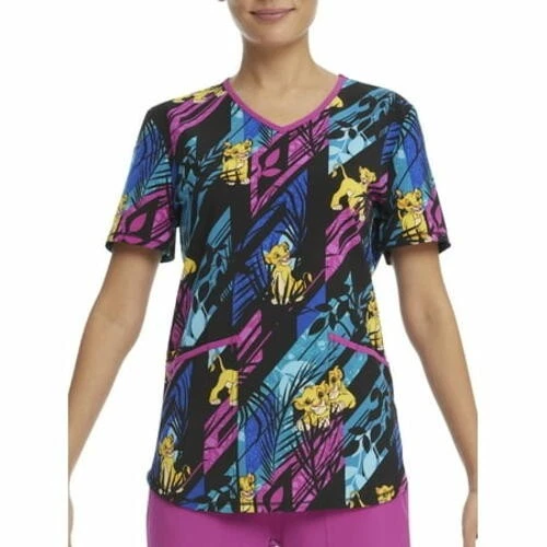 Scrubstar Women s Disney Lion King Pattern  V-Neck Print Scrub Top WM32T745LE L - Image 1 of 1