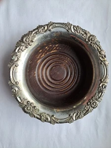 Sottobicchiere bottiglia vino vintage F B Rogers Silver Co placcato argento floreale Giappone - Foto 1 di 6
