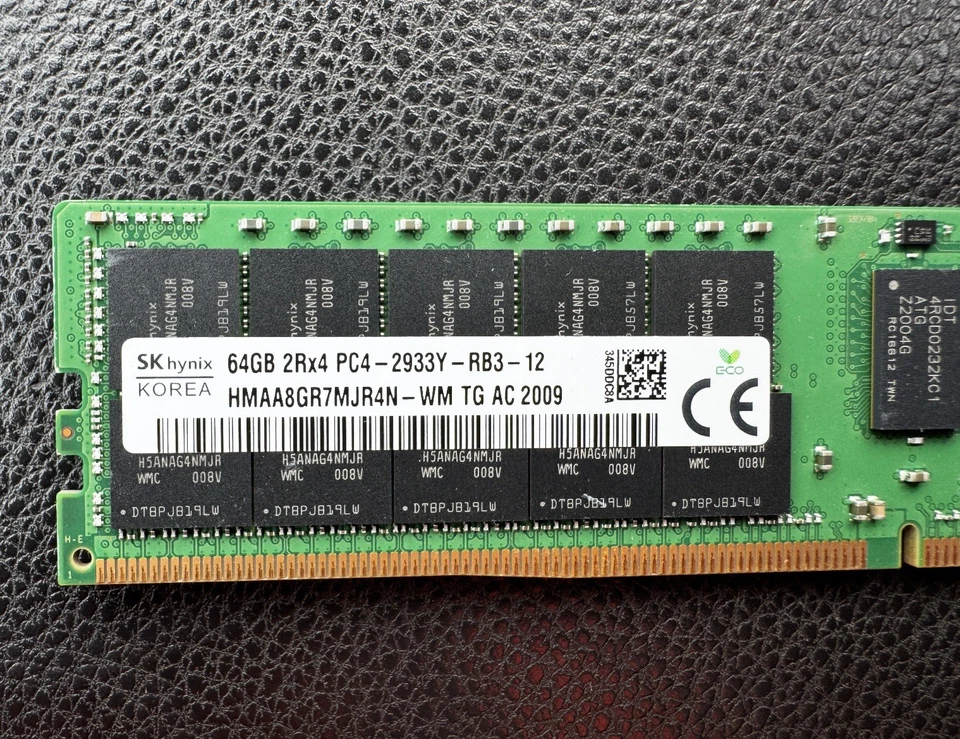 Hynix 64GB(1X64GB) 2RX4 PC4-2933Y DDR4 ECC Server Memory HMAA8GR7AJR4N-WM - Image 1 of 1