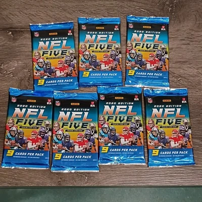 Seven (7) New Sealed PANINI 2020 EDITION NFL Five Football Booster Pack - Image 1 of 2