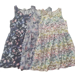Little Girls Butterfly Dresses Sz 6 Lot of 3 H&M Cotton Knit Colorful Sundresses - Picture 1 of 11