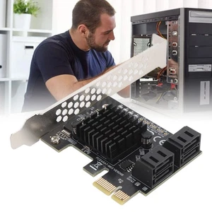 PCIE Serial ATA 3.0 Expansion Card 88SE9215 Chip 4 Port 6 Gbps Adapter Card OU - Picture 1 of 23