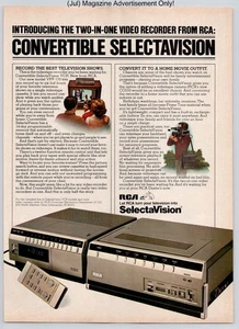 RCA Convertible SelectaVision Two In One VCR Recorder Vtg 1981 Advertisement - Picture 1 of 5