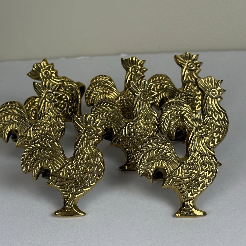 Tovagliolo Vintage Ottone Anello Girarrosto Set di 8 Charm Rustico Decorazione Cucina Country - Immagine 1 di 4