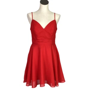 Lulus Skater Dress Womens M Red Lace Button Back Cocktail Flirting with Forever - Picture 1 of 11
