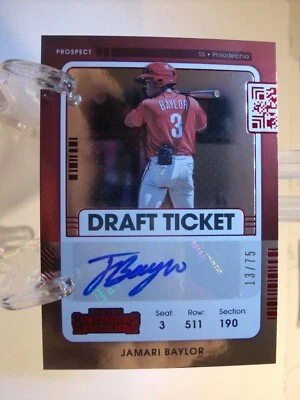 2021 Panini Contenders Ticket 2 Draft Red #PT2-JB Jamari Baylor AU, 13/75 21-059 - Image 1 of 2
