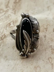 Nakai Native American Silver Onyx Ring size 7 - Picture 1 of 7