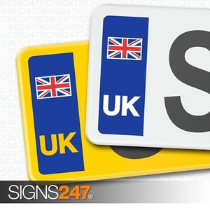 UK CAR NUMBER PLATE STICKER UNION JACK FLAG - Vinyl Car Stickers - PAIR - Picture 1 of 2