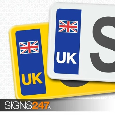 SIGNS247® UK CAR NUMBER PLATE STICKER UNION JACK FLAG - Vinyl Car Stickers - PAIR