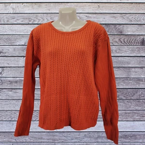 Evan-Picone Casual Women's Sweater Long Sleeve Knit Orange 2XL Cotton Cable - Picture 1 of 5