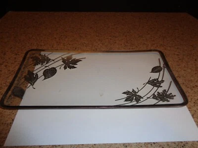 Glass Tray with Silver Accent Candy, Relish, Cheese Cracker Serving Tray Decor - Image 1 of 4