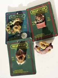 Boyd's Bear Bear Wear resina oso prendedores broches en tarjetas originales conjunto de 4 LINDOS - - Imagen 1 de 1
