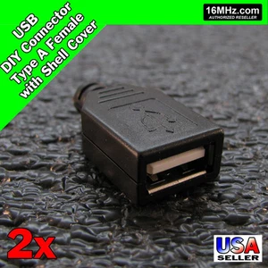 USB Type A Female 2x DIY Connector Plug Jack Cable Replacement Shell Sets Q50 - Picture 1 of 4