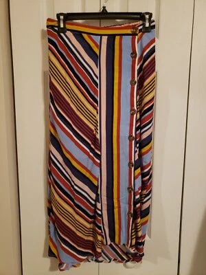NWT Francesca's Riley Striped Button Front Midi Skirt, Size Small - Image 1 of 4
