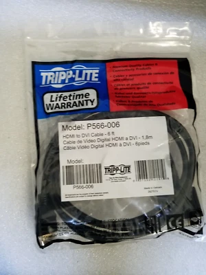 Tripp Lite Model P566-006 HDMI to DVI Device Cable 6ft - Image 1 of 4