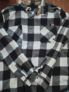 Harley Davidson Pearl Snap Slim Shirt Mens XL Long Sleeve Black White Checkered - Picture 1 of 3
