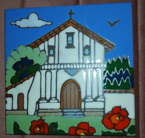 Triton Tile hand painted trivet California mission San Francisco 6 inch square - Picture 1 of 2