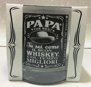 FESTA DEL PAPà BICCHIERE WHISKEY STILE JACK DANIEL'S PAPA' THE BEST GIFT PACK - Picture 1 of 2
