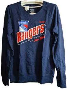 Reebok Women's New York Rangers Lit Up French Terry Sweater LARGE - NAVY - Picture 1 of 5