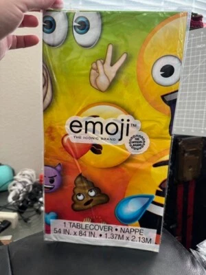 Unique Rainbow Fun Emoji Plastic Table Cover Rectangular, 54" x 84" Tableware - Image 1 of 2