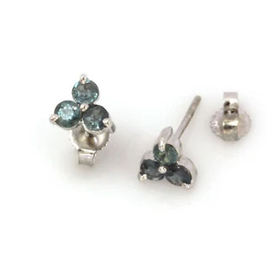0.75 ctw Natural Alexandrite Solid 14k White Gold Cluster Clover Studs 6.5MM - Picture 1 of 11