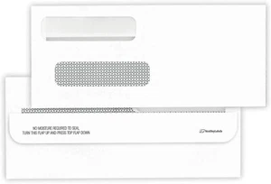Confezione da 100 # 8 buste, taglia adatta per assegni stampati QuickBooks, doppia finestra... - Foto 1 di 8