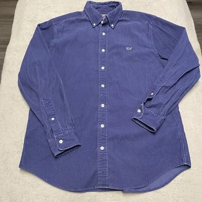 Vineyard Vines Corduroy Whale Shirt Mens Large Blue Slim Fit Preppy Casual Fade - Image 1 of 4