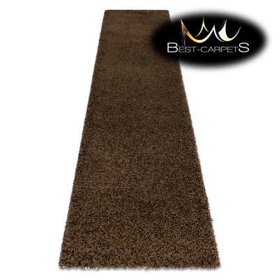 Amazing Modern Rug Runner shaggy "SOFFI" 5cm single-colour BROWN High Quality - Image 1 of 4