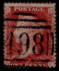 Gb Qv Sg40, 1D Rose-Red Lc14, Used. Plate 34 Og