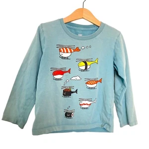 Sushi Graphic Printed Long Sleeve T Shirt Unisex Size 5 Blue - Picture 1 of 10