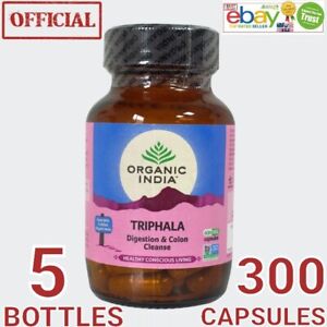 Triphala Organic India Official 5 BOX 300 capsules USA Exp.2024 Digestion Colon.
