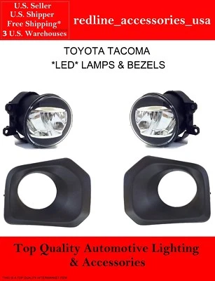 CLEAR LED REPLACEMENT FOG LIGHT KIT FITS FOR 2016-2023 TACOMA SR SR5 BLK BEZELS Foto 1 de 4