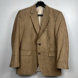 Jos A Bank 2-Button Tan 100% Micropoly Suede Men's Blazer Size 40, Formal, - Picture 1 of 11