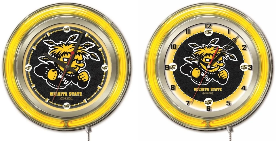 NCAA - Wichita State Double Neon Ring, Logo Clock College Team Logo - Image 1 of 4