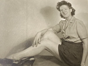 1950s Pretty Woman Smiling Posing Showing Legs Risque High Heels Photo P19a12 - Picture 1 of 10