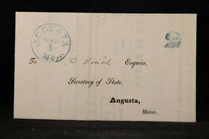 Maine: Augusta 1849 2c Circular Rate to Augusta, Blue CDS & Large Hand Stamped 2 - Picture 1 of 3