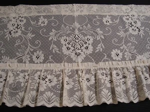 1 von 7 Spitze Volant geraffter Rand überbackene Rosen durchsichtig elfenbein 42" x 21" lg - Bild 1 von 4