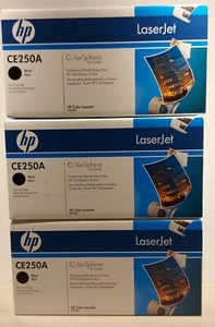 3x HP CE250A (504A) Black Original Laserjet Printer Toner Cartridge - Afbeelding 1 van 7