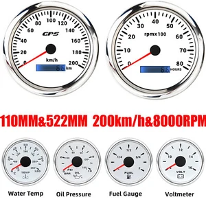 6 Gauge Set 110mm GPS Geschwindigkeitsmesser 200KM/H Tachometer 8000RPM Gauge - Picture 1 of 19